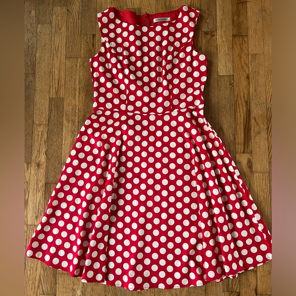 Red and white polka dot rockabilly dress